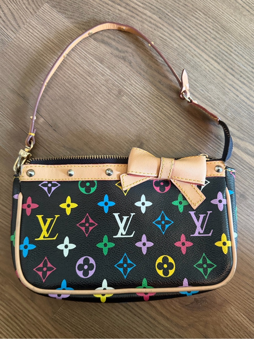 Black Multicolor Monogram Wristlet